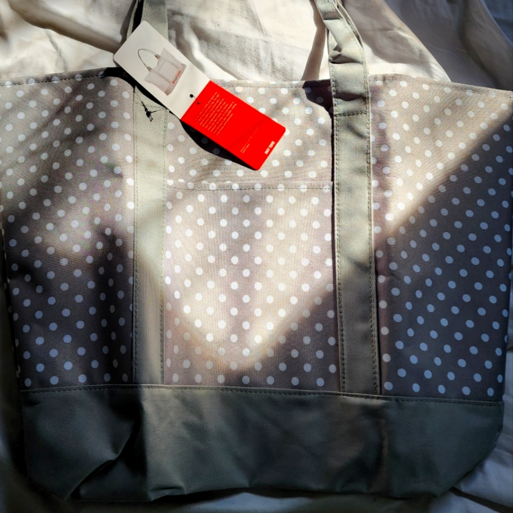 NEW Grey Polkadot LOGO Tote Bag